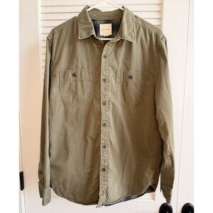 American Eagle Shirt Plaid Lining Pockets Shacket Military Green Men's Large